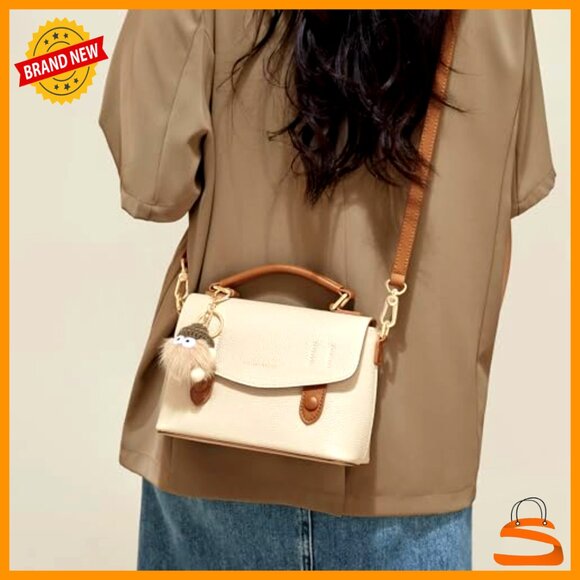 Genuine Leather Crossbody Bag with Detachable Strap, 8.27" x 5.51" Satchel - Picture 6 of 7